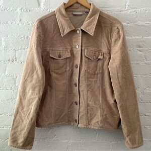 Vintage Nordstrom Tan Corduroy Jacket Stretch Preppy 90s Size Large Boho Casual